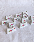 Vintage Floral Porcelain Knife Rests – Set of 10 | Romantic Cottage Tableware