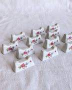 Vintage Floral Porcelain Knife Rests – Set of 10 | Romantic Cottage Tableware