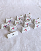 Vintage Floral Porcelain Knife Rests – Set of 10 | Romantic Cottage Tableware