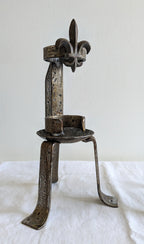 Pair of Vintage Wrought Iron Fleur-de-Lis Candle Holders | Mid to Late 20th Century