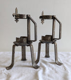 Pair of Vintage Wrought Iron Fleur-de-Lis Candle Holders | Mid to Late 20th Century