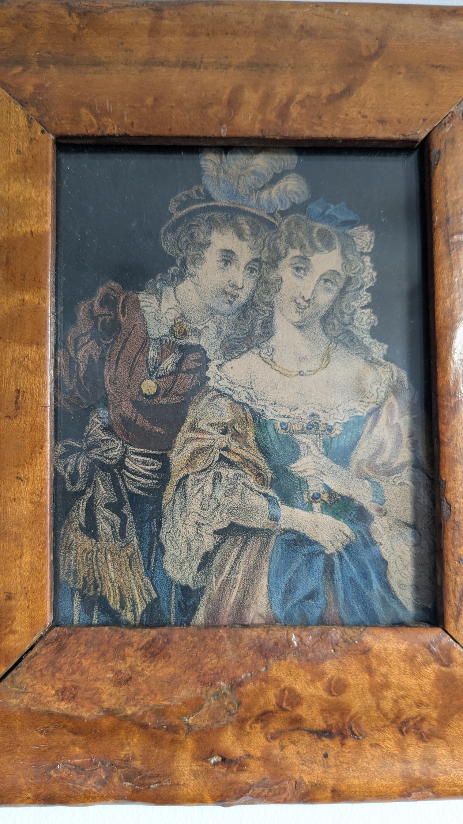 Antique 19th-Century Engraving of a Romantic Couple