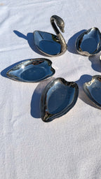 Vintage 1970s Silver Swan Stackable Trinket Dishes / Ashtrays – Mid-Century Vide-Poche Set