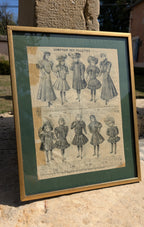 Framed Antique French Fashion Prints — Bébé Jumeau & Girls' Fashion, Belle Époque 1890s Paris