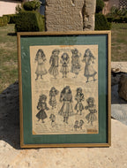 Framed Antique French Fashion Prints — Bébé Jumeau & Girls' Fashion, Belle Époque 1890s Paris