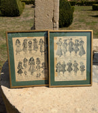 Framed Antique French Fashion Prints — Bébé Jumeau & Girls' Fashion, Belle Époque 1890s Paris