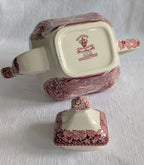 Mason's Ironstone Teapot — Vista Pattern Red & White Transferware, Mid-Century 1950s