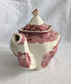Mason's Ironstone Teapot — Vista Pattern Red & White Transferware, Mid-Century 1950s