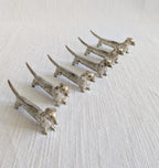 Set of 6 Silver Miniature Vintage Dachshund Dog cutlery rest 20th century