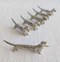 Set of 6 Silver Miniature Vintage Dachshund Dog cutlery rest 20th century