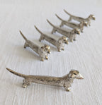 Set of 6 Silver Miniature Vintage Dachshund Dog cutlery rest 20th century