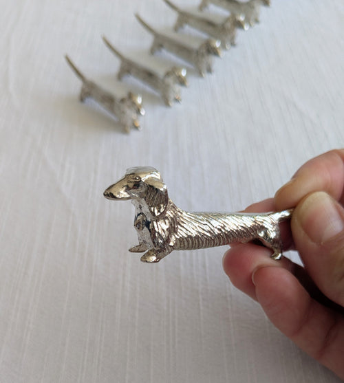 Chromed-plated Dachshund Knife Rests, Set of 6