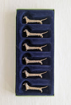 Set of 6 Silver Miniature Vintage Dachshund Dog cutlery rest 20th century