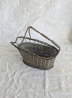 Vintage French Wire Basket Wine Holder — Twisted Handle, Early 20th Century