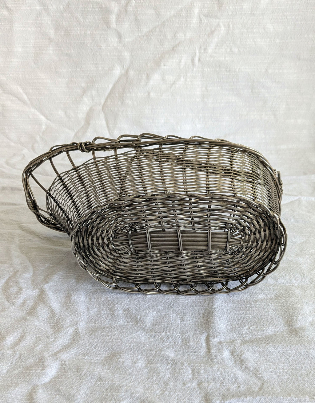 Vintage Wire Basket Wine Holder with Handle - early twentieth century