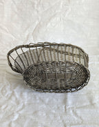 Vintage French Wire Basket Wine Holder — Twisted Handle, Early 20th Century