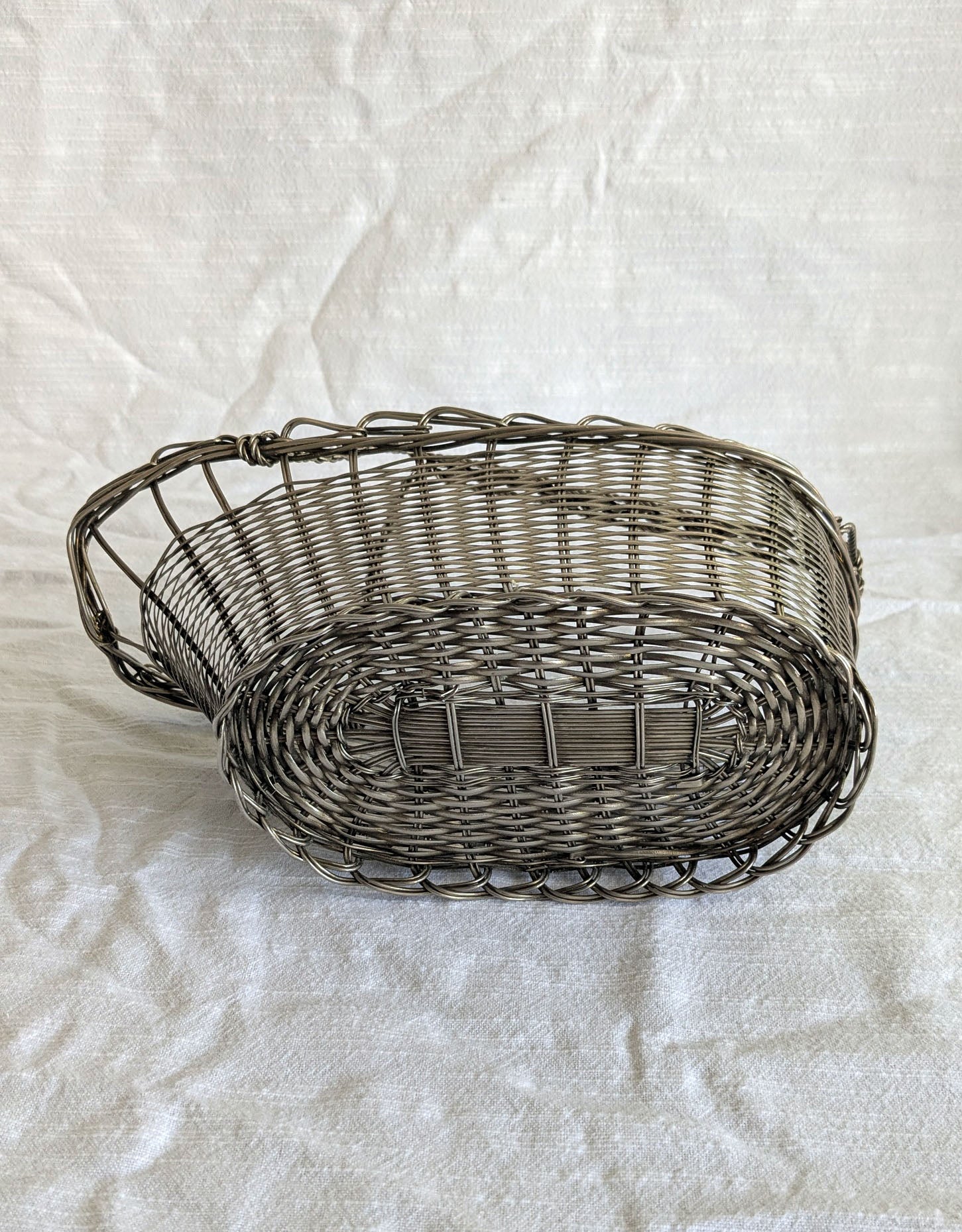 Vintage Wire Basket Wine Holder with Handle - early twentieth century