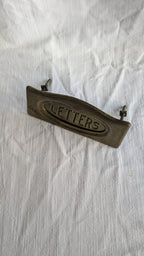 Antique Brass Letterbox Flap — 'LETTERS', Victorian Door Furniture, Late 19th Century