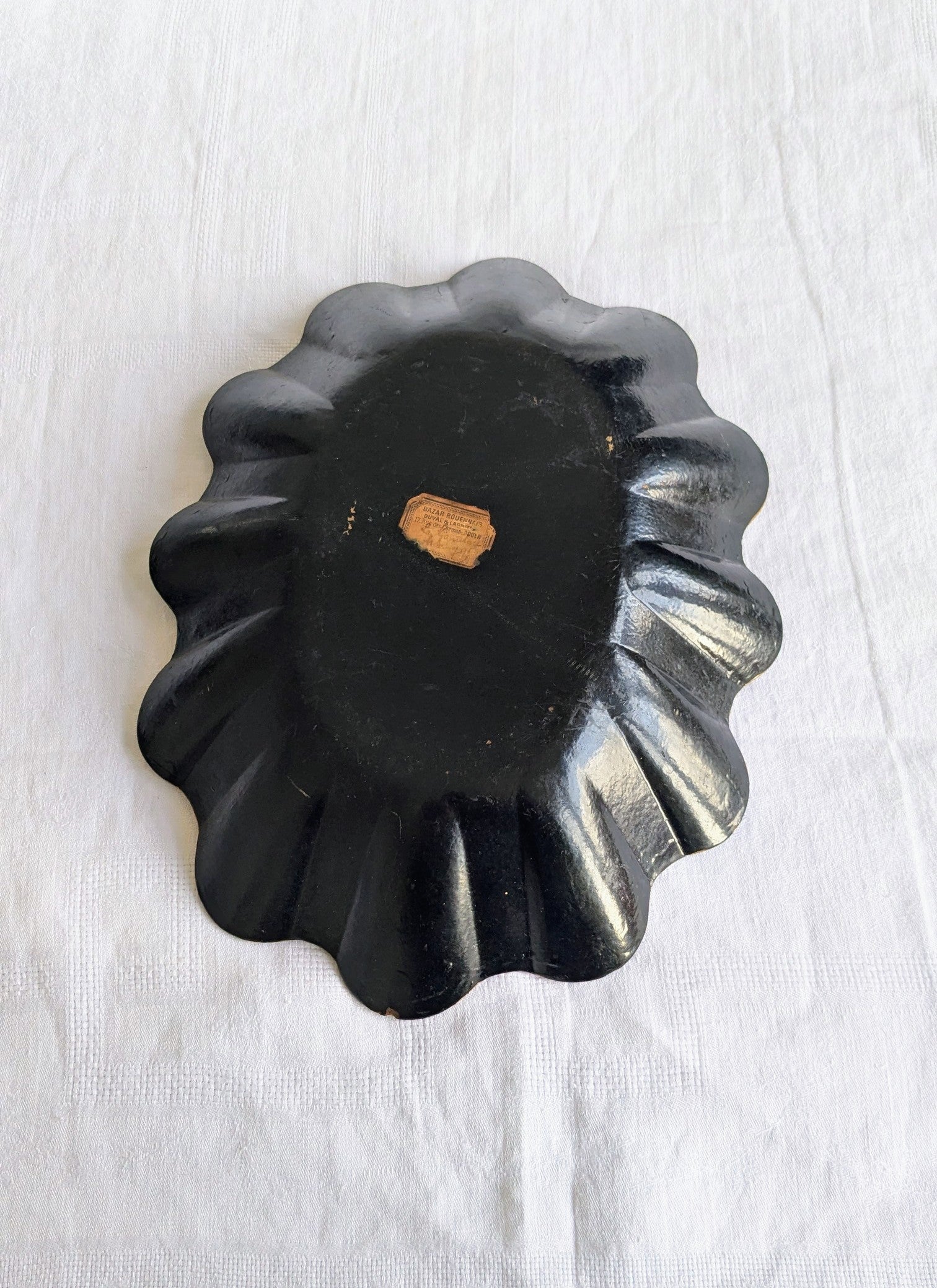 Antique French Papier Mache Bread Basket, Napoleon III Chinoiserie Tray, Black Gold Oval Fruit Bowl, 19th Century