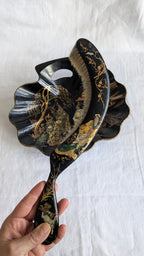 Antique Napoléon III Crumb Tray & Brush — Chinoiserie Black Lacquer, French, 19th Century