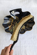 Antique Napoléon III Crumb Tray & Brush — Chinoiserie Black Lacquer, French, 19th Century