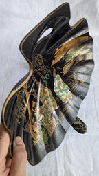 Antique Napoléon III Crumb Tray & Brush — Chinoiserie Black Lacquer, French, 19th Century