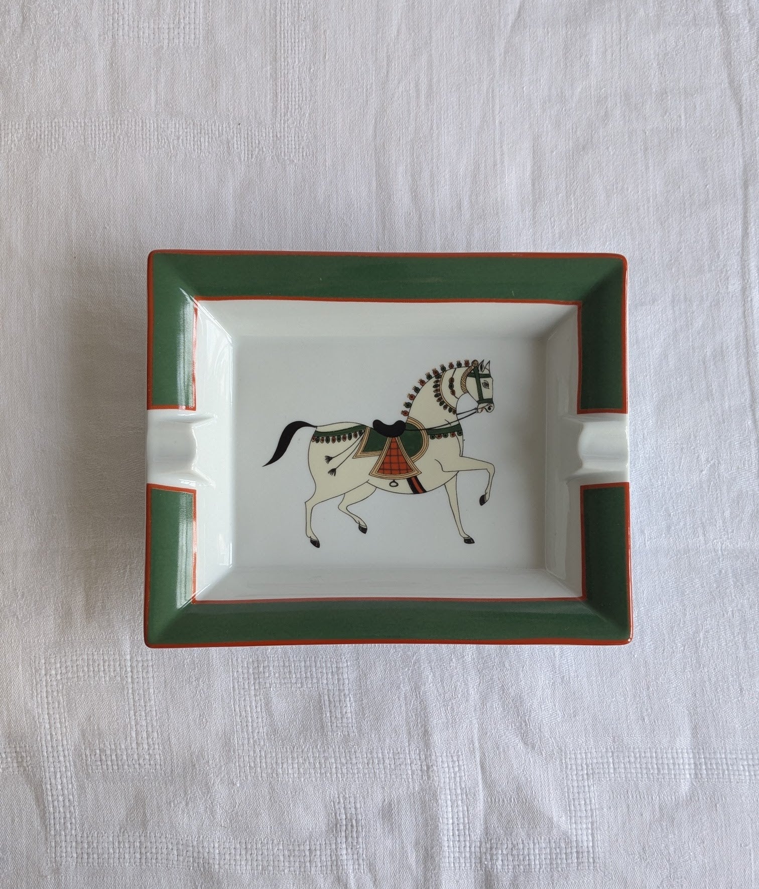 Vintage Limoges Horse Ashtray — Philippe Deshoulières, French Equestrian Porcelain, 1970s