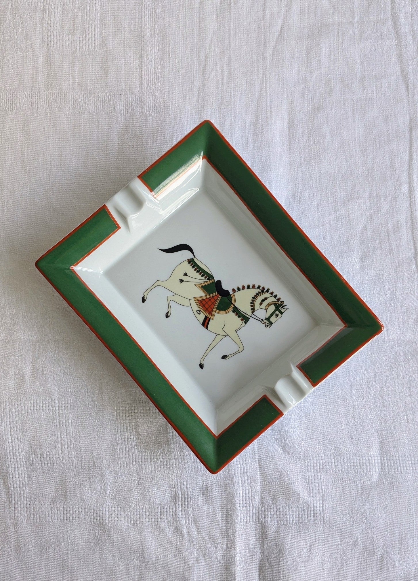 Vintage Limoges Horse Ashtray — Philippe Deshoulières, French Equestrian Porcelain, 1970s