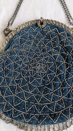 Antique French Beaded Bag Evening Purse Velvet E Gauthier Paris 1900s