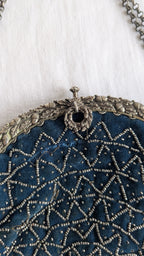 Antique French Beaded Bag Evening Purse Velvet E Gauthier Paris 1900s