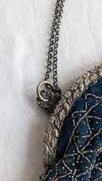 Antique French Beaded Bag Evening Purse Velvet E Gauthier Paris 1900s