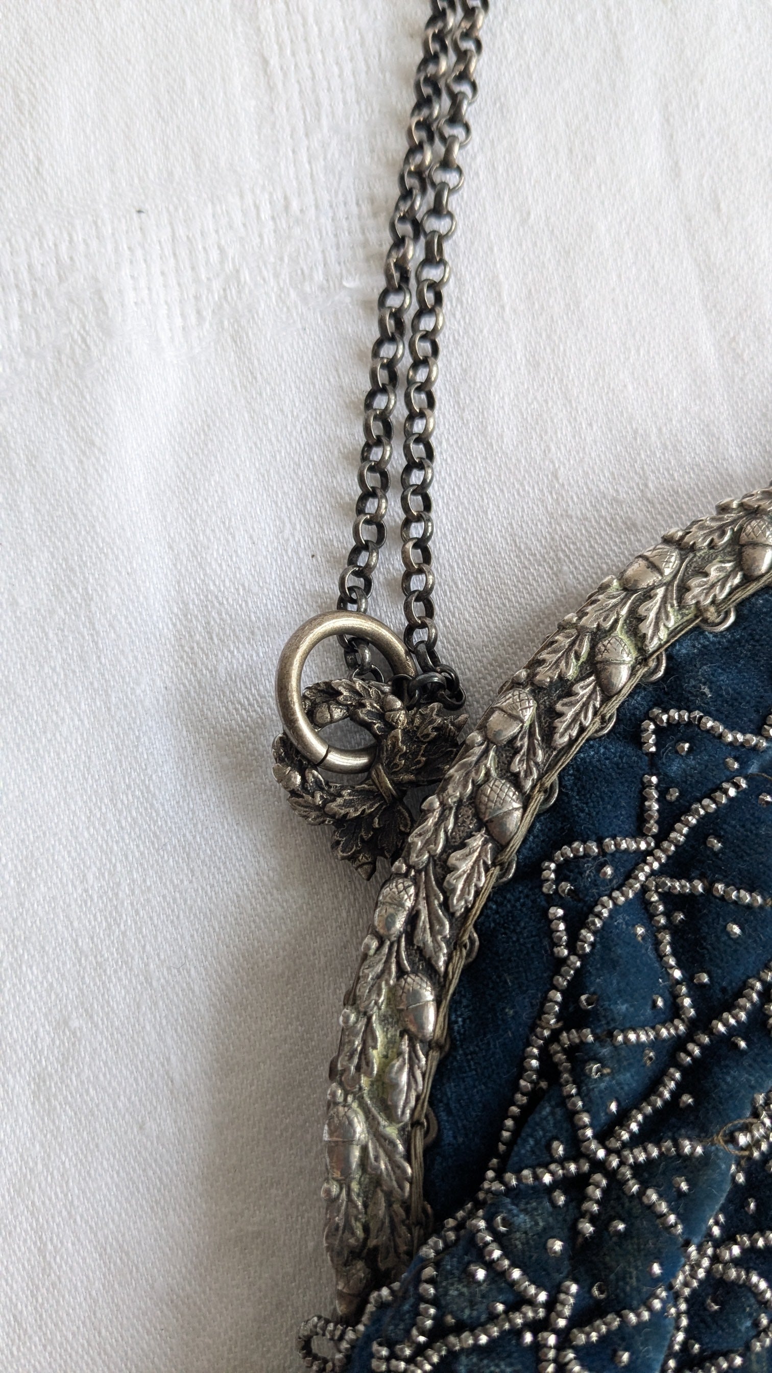 Antique French Beaded Bag Evening Purse Velvet E Gauthier Paris 1900s