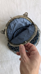 Antique French Beaded Bag Evening Purse Velvet E Gauthier Paris 1900s