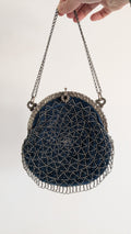 Antique French Beaded Bag Evening Purse Velvet E Gauthier Paris 1900s