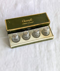 Christofle Sterling Silver Salt Shakers Set of 4 — Crystal, Minerva Hallmark, Boxed