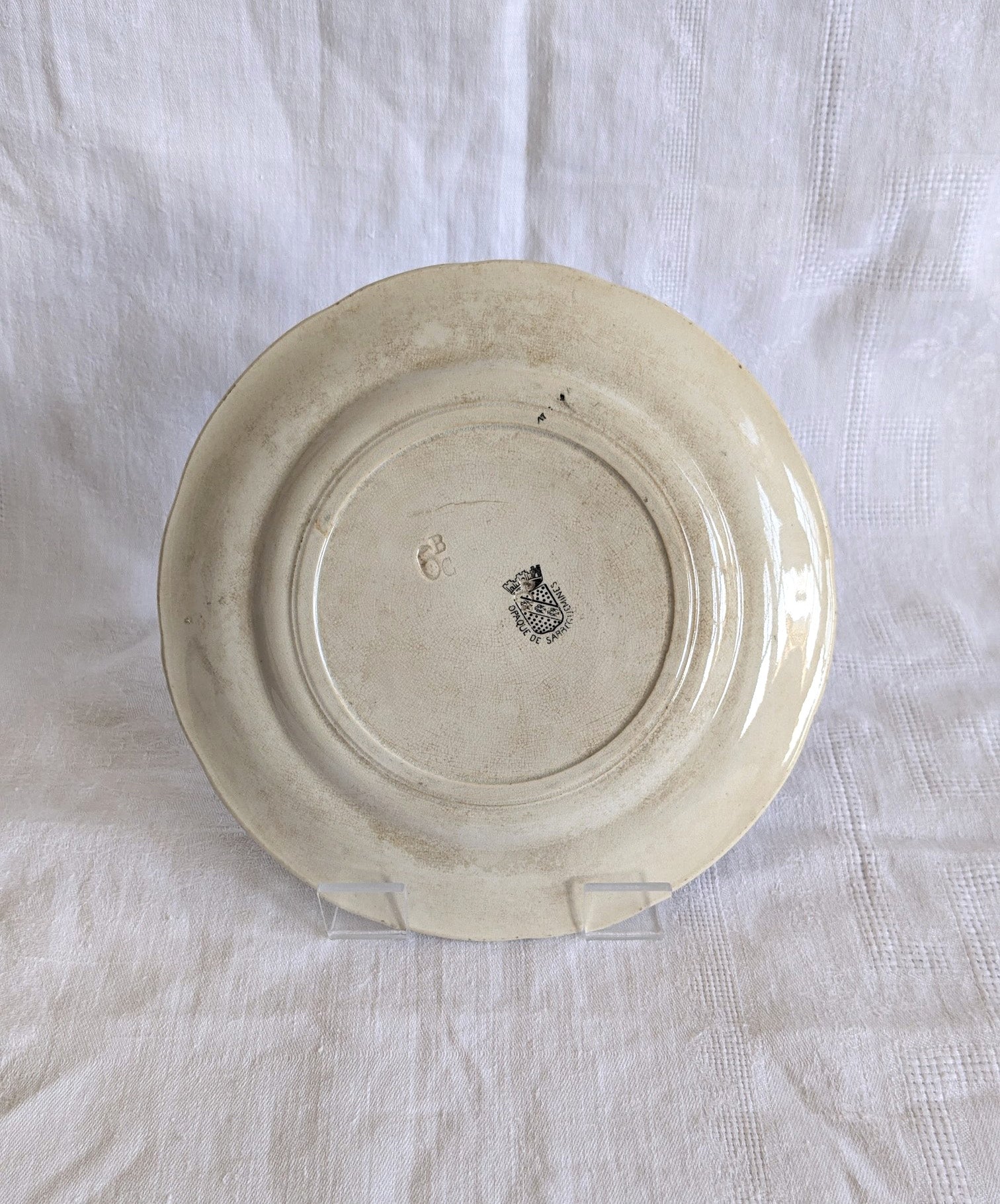 Antique Sarreguemines Transferware Plates Set of 2 — Joan of Arc, French Faience, 19th Century