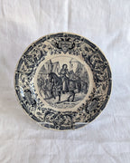 Antique Sarreguemines Transferware Plates Set of 2 — Joan of Arc, French Faience, 19th Century