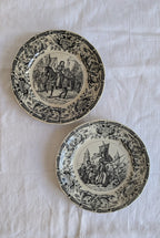 Antique Sarreguemines Transferware Plates Set of 2 — Joan of Arc, French Faience, 19th Century