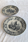 Antique Sarreguemines Transferware Plates Set of 2 — Joan of Arc, French Faience, 19th Century