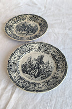 Antique Sarreguemines Transferware Plates Set of 2 — Joan of Arc, French Faience, 19th Century