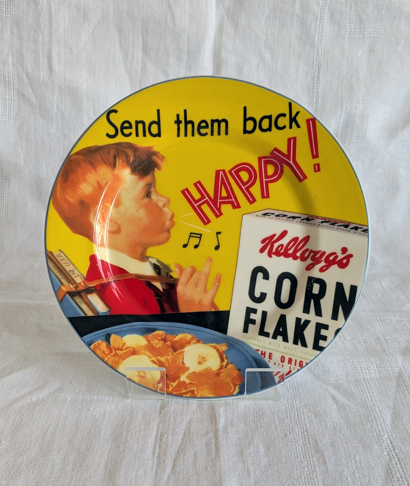 Vintage Kellogg's Advertising Plates Set — Corn Flakes & Rice Krispies, Retro Kitchen Decor