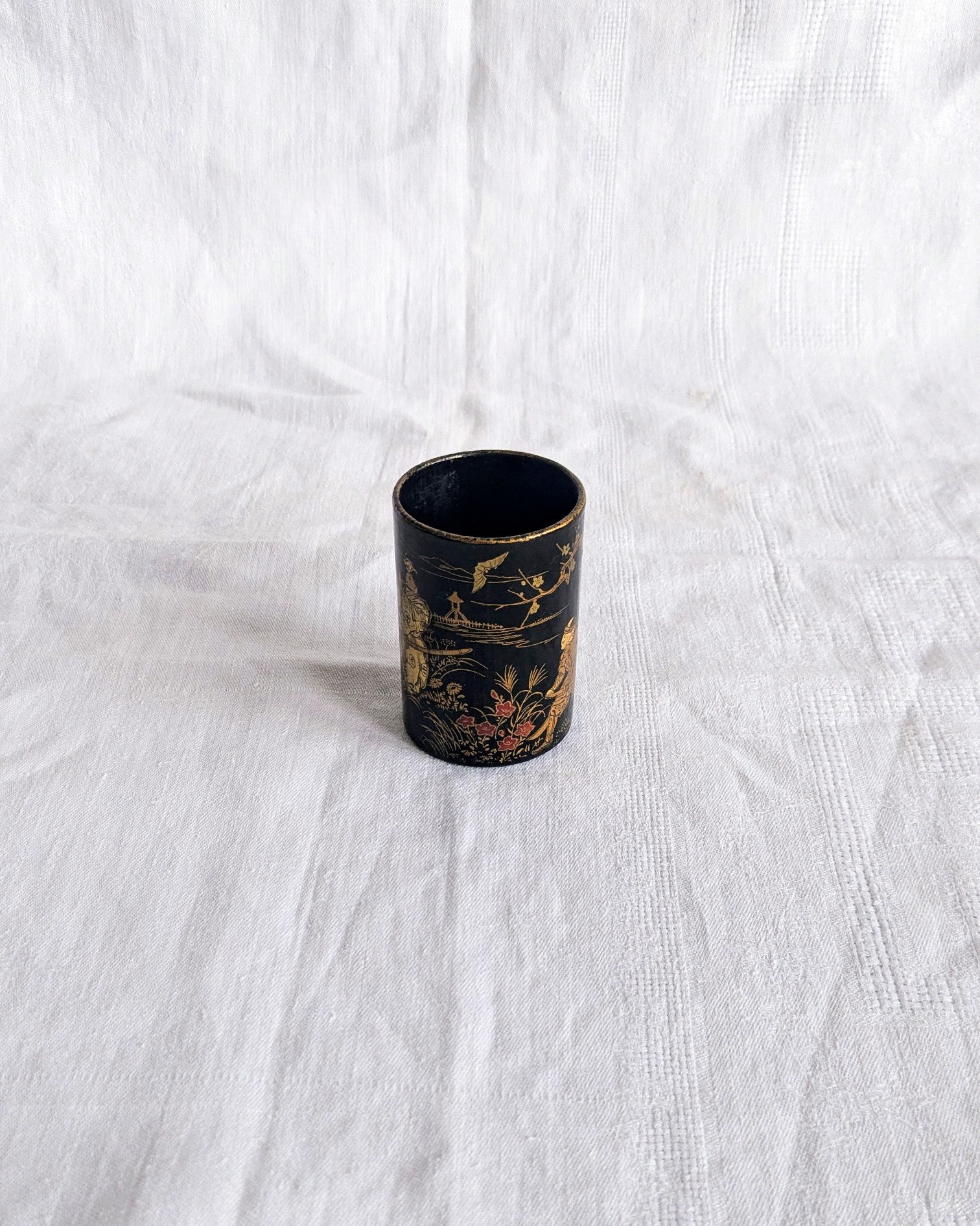 Antique Napoleon III Lacquered Papier-Mâché Holder 19th - Rare French Vintage Decor