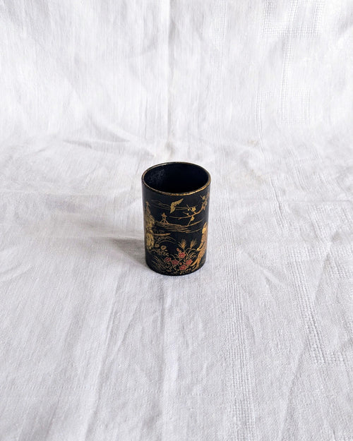 Antique Napoleon III Papier-Mâché Holder — Chinoiserie Lacquer, French, 19th Century