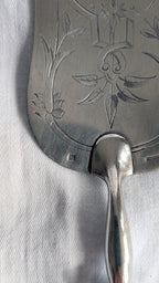 Antique Christofle Fish Server — Filet Droit Silverplate, Engraved, Late 19th Century