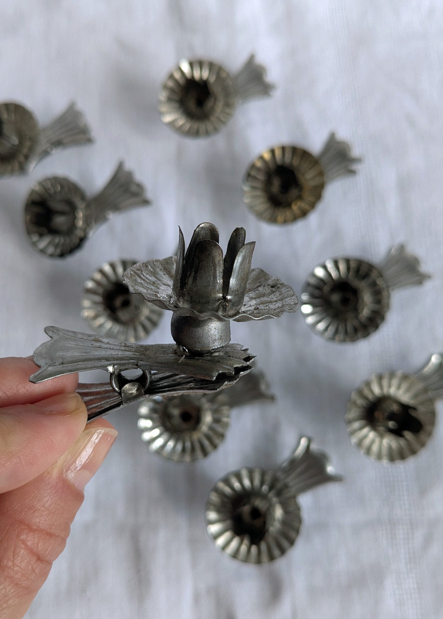 Vintage Silver Metal Candle Clip Holders Set of 10 | Mid Century Christmas Tree Décor