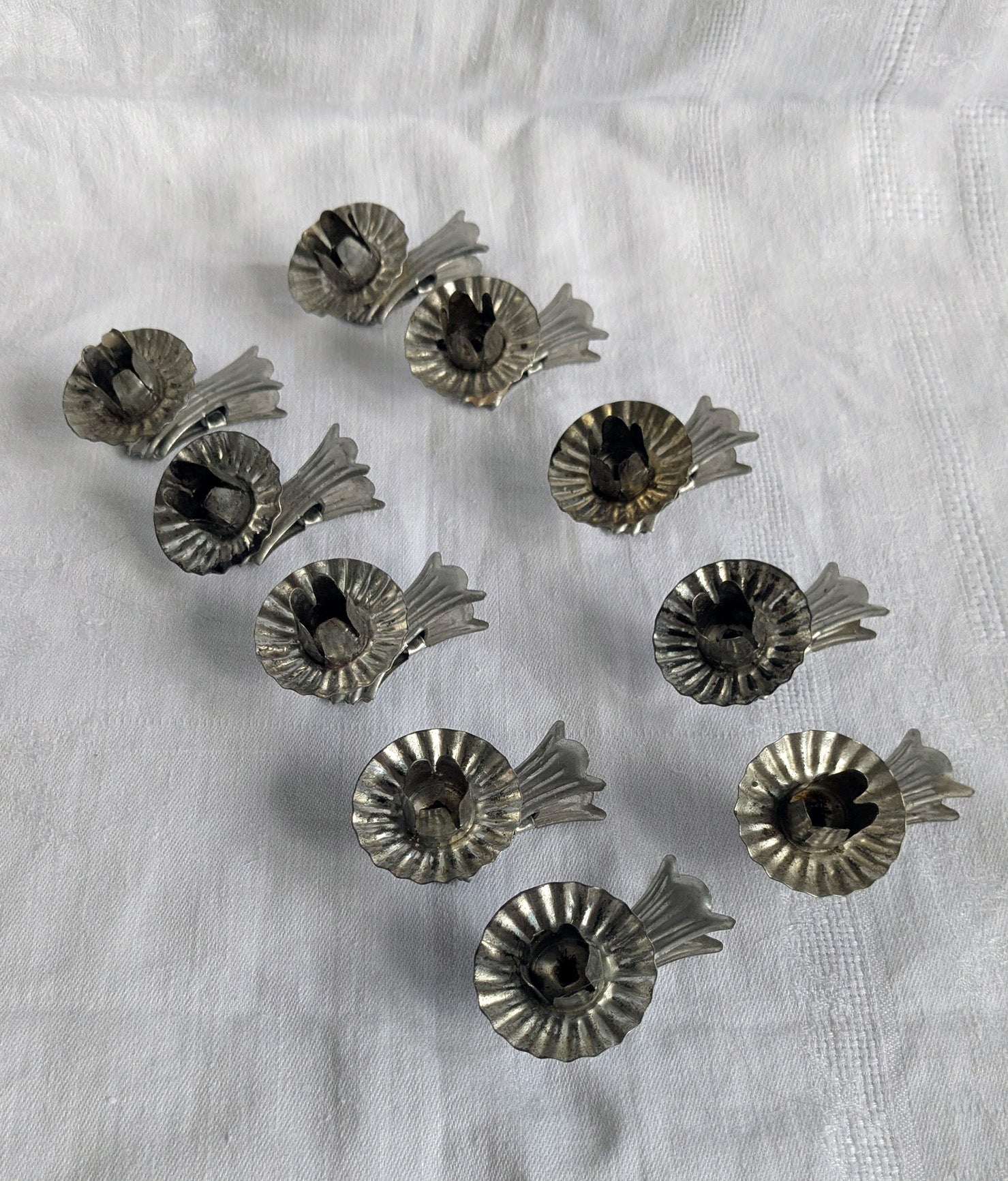 Vintage Silver Metal Candle Clip Holders Set of 10 | Mid Century Christmas Tree Décor
