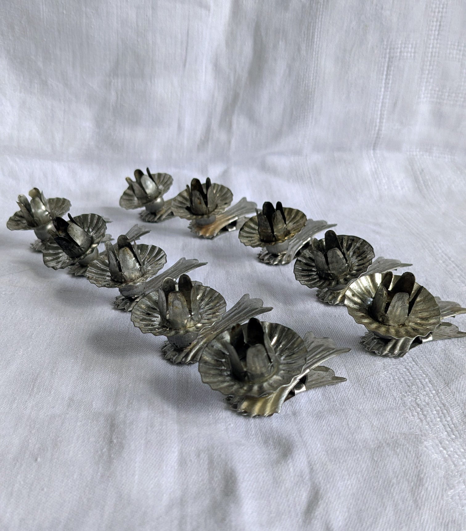 Vintage Silver Metal Candle Clip Holders Set of 10 | Mid Century Christmas Tree Décor