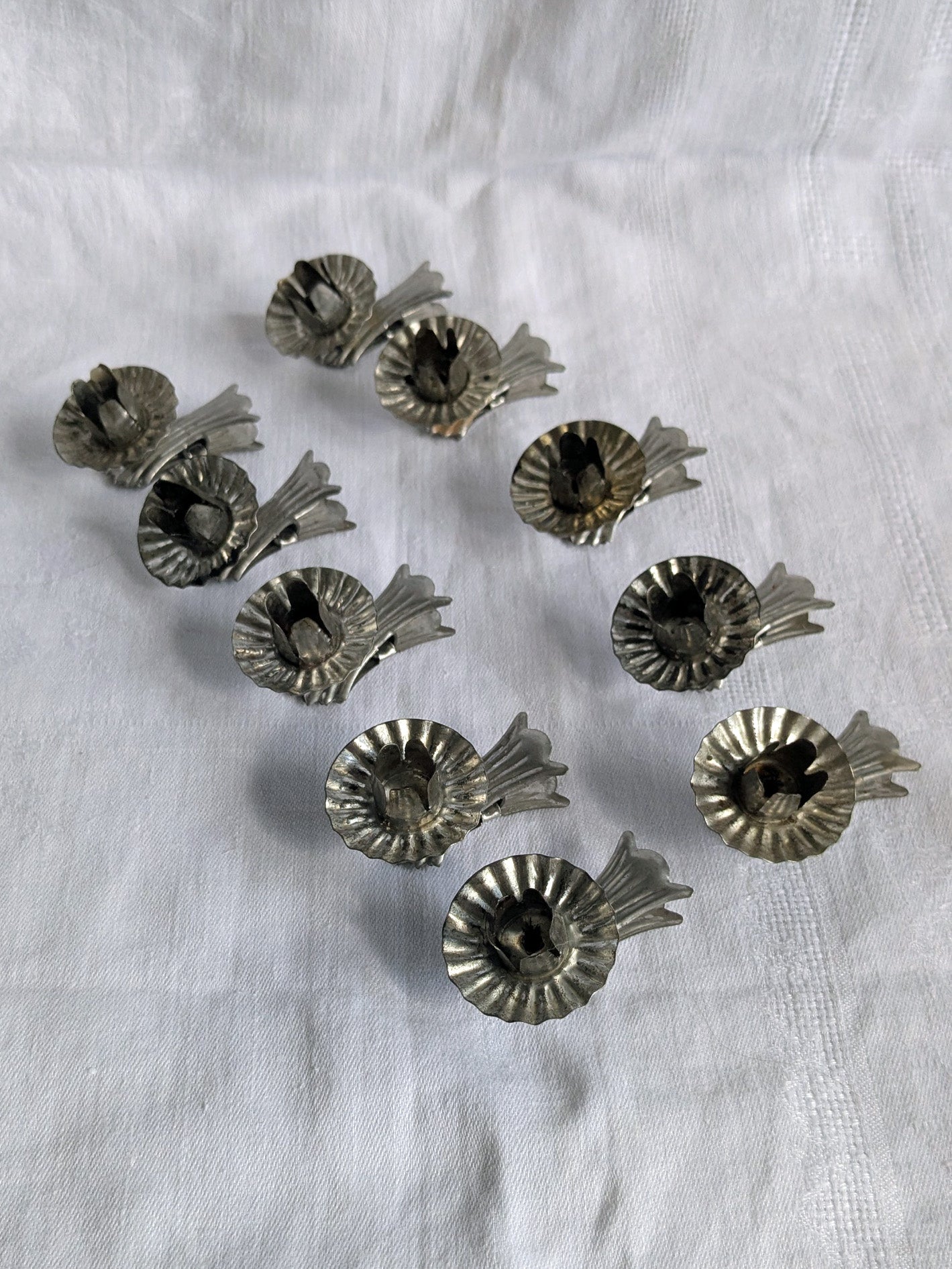 Vintage Silver Metal Candle Clip Holders Set of 10 | Mid Century Christmas Tree Décor