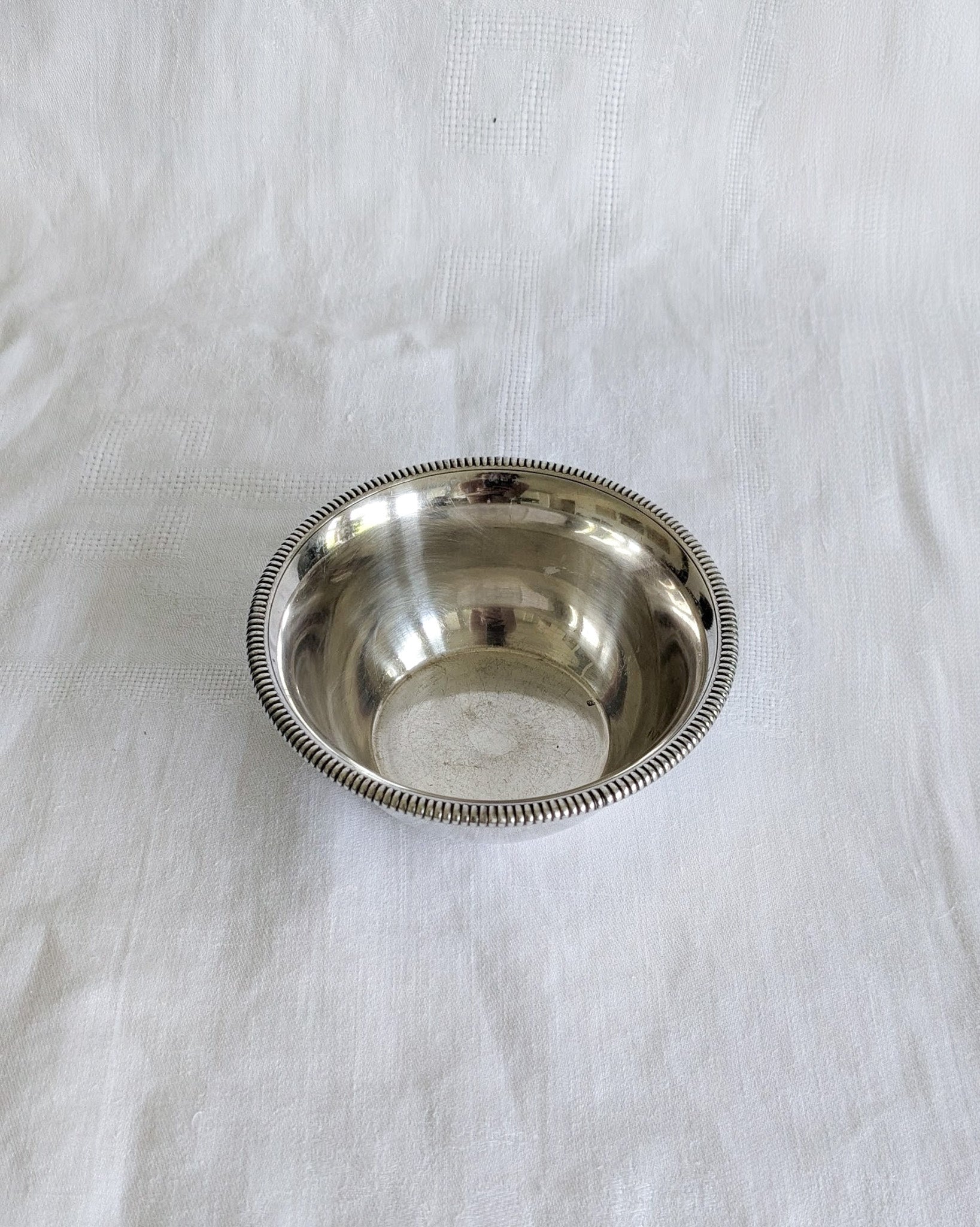 Vintage Silver-Plated Bowl with Gadrooned Border | Elegant French Style Tableware