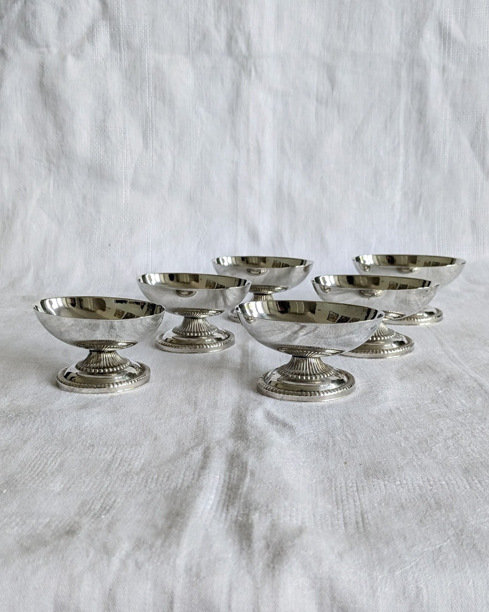 Vintage French Silver-Plated Avocado Serving Bowls with Original Box – Set of 6
